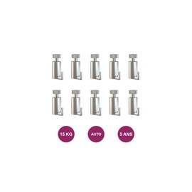 Arti Teq Set of 10 Classic Self-Locking Hooks: Max. 15 kg, Metal, Plastic, 100%, Wall Mounting, Hooks