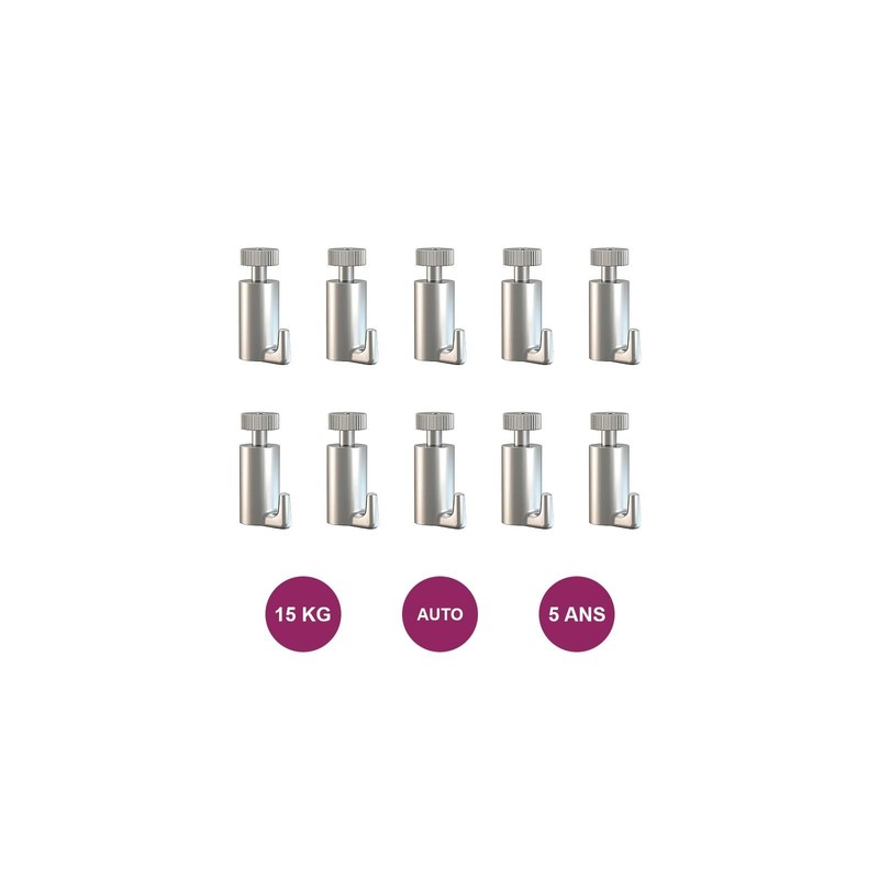 Arti Teq Set of 10 Classic Self-Locking Hooks: Max. 15