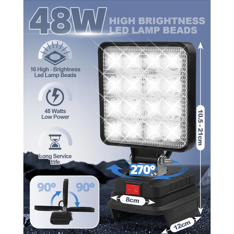 Rantizon 32W LED Adjustable Work Light with 16 Beads, 4-Inch,