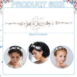 Scinzene Princess White Flower Headpiece Beads Hair Dress, Hair Accessories Communion Girls, Communion Hair Accessories for Girls, Headpiece Communion Girls, for Women and Girls