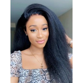 Curlyme Half Wig Human Hair Flip Over Kinky Straight Drawstring Human Hair No Lace Glueless Invisible Hairline Beginner Friendly Wear Go Wig For Women Clip In 195% Density 20 Inch