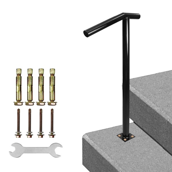 Single Step Handrail, Single Post Wrought Iron Handrail with DIY