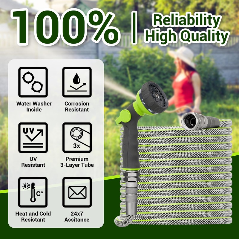 Flexible Garden Hose 75 FT - Heavy Duty Non-Expandable 75FT