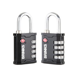 BRINKS TSA Approved Gun Case Lock, Luggage Travel Lock – 4 Dial Resettable Combination Padlock for Equipment Cases, Camera Bags, and More – 2 Pack