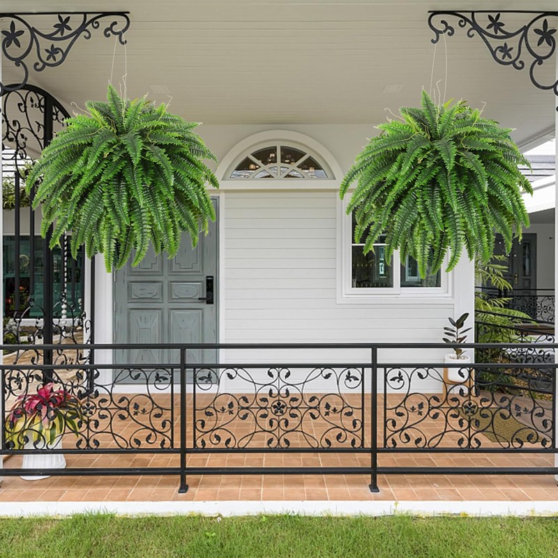 Single Silky Artificial Boston Fern Bush, 49Inch Large Artificial Ferns