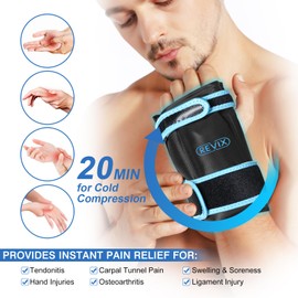 REVIX Hand Ice Pack Wrap for Discomfort Reducing, Reusable Gel Ice Pack for Wrist Relaxation, Promoting Flexibility and Mobility by Cold Compression Therapy, Black