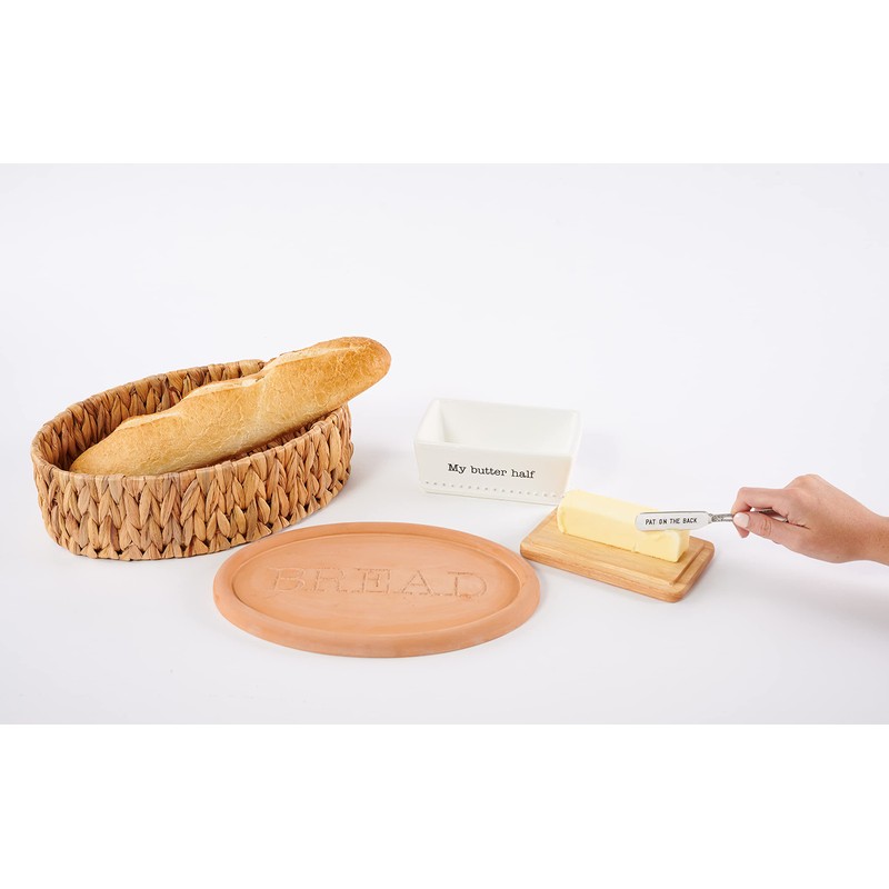 Mud Pie Terracotta Bread Warming Set, Brown, 8 1/2" x