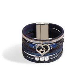 Long tiantian Bracelets for Women Trendy Heart Bangle Cuff Bracelets