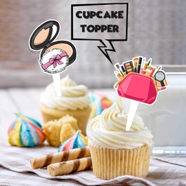 24pcs Pink Dessert Cupcake Topper Make Up Bachelorette So Fetch Night Out Hen Movie Theme Party Decoration Pick for Girls Lady Woman Happy Birthday Party Decor Supplies