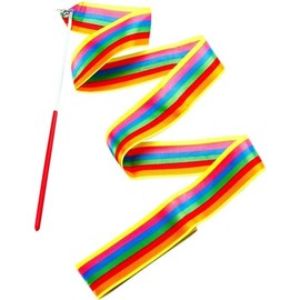 House of Marbles Rainbow Dancer Ribbon Wand, Unusual Extra Long 12ft Ribbon, 18in Baton for Twirling, Dancing and Gymnastics to Music and Rythmn for Kids to Put On A Spectacular Fun Creative Show