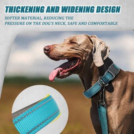 Dog Collar for Medium Small Large Dogs Reflective with Leash,Collar and Leash for Dogs,Soft Neoprene Padded 2 Pack(Blue,L)