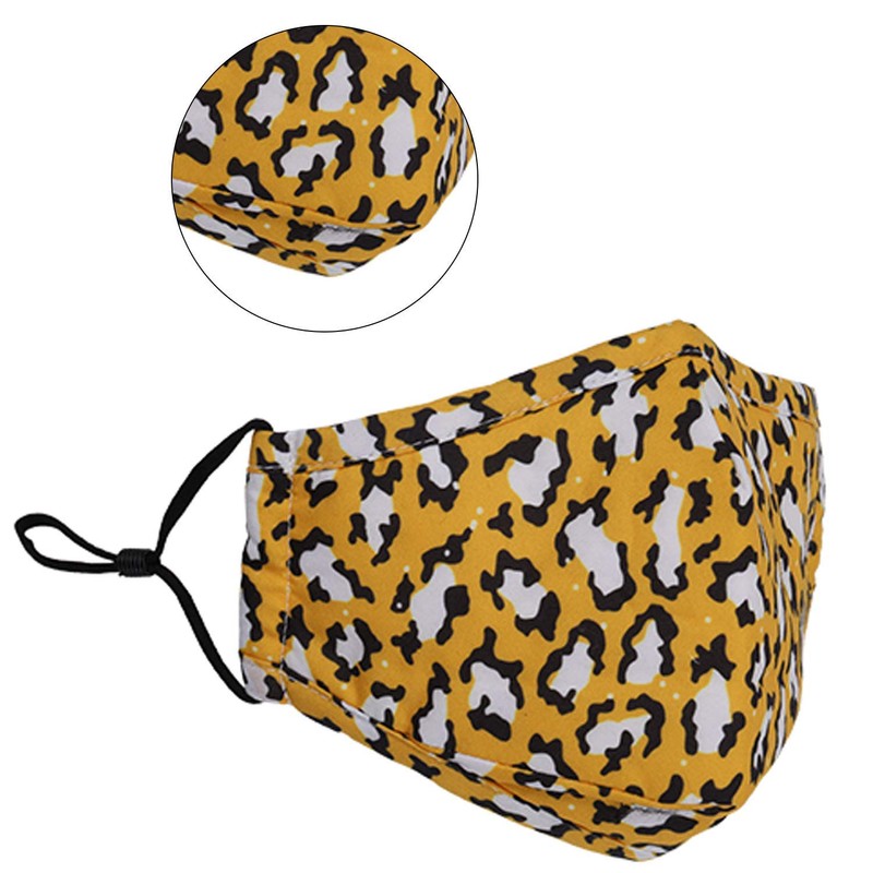 Washable Reusable 3 Layers Cotton Cloth - Yellow - Leopard