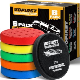 5.5 Inch Buffing Polishing Pads, 6Pcs Car Polish Pad for 5 Inch 125mm Backing Plate Compound Buffing Sponge Pads Cutting Polishing Pad Kit for Car Buffer Polisher Compounding, Polishing & Waxing