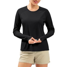 Women's UPF 50+ Sun Shirts Long Sleeve UV Protection Rash Guard Lightweight Quick Dry Workout Hiking Tops for Women Black