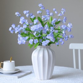 Siawadeky Artificial Flowers, Forget-Me-Not Forget Grass, Set of 4, Fake Flowers, Lifelike, Art Flowers, Bouquet, Handmade, Flower Material, Home Decoration, Valentine's Day, Birthday, Mother's Day