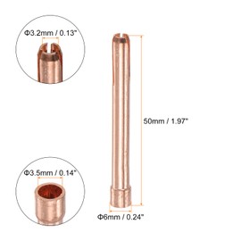 sourcing map 10pcs TIG Collet 3.2x50mm Stubby Collet Tungsten Electrode Collet Tips Replacement for TIG Welding Torch Series