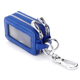 1 x Large Capacity Key Wallet Men Women Coin Purse Wallet Car Key Pendant Leather Key Case Double Zip Carabia Hook Bag