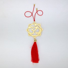 ADORAA Hindu OM/AUM Symbol - Rear View Mirror Car Hanging Ornament/Perfect Car Charm Pendant/Amulet - Accessories for Car Décor in Brass for Divine Blessings & Safety/Protection