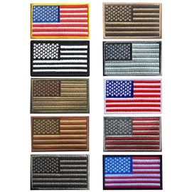FUPUTWO American Flag Airsoft Military Patch Embroidered Patch Armband Emblem (Set of 10)