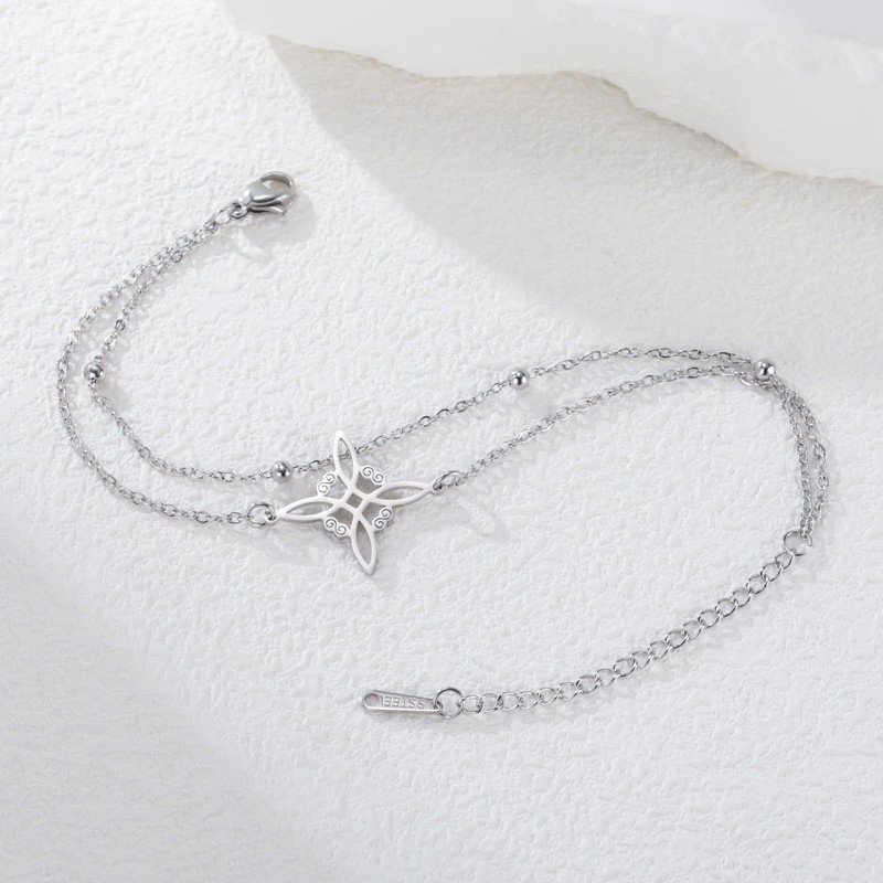 Witches Knot Bracelet Stainless Steel Adjustable Bracelet Celtic Knot Protection