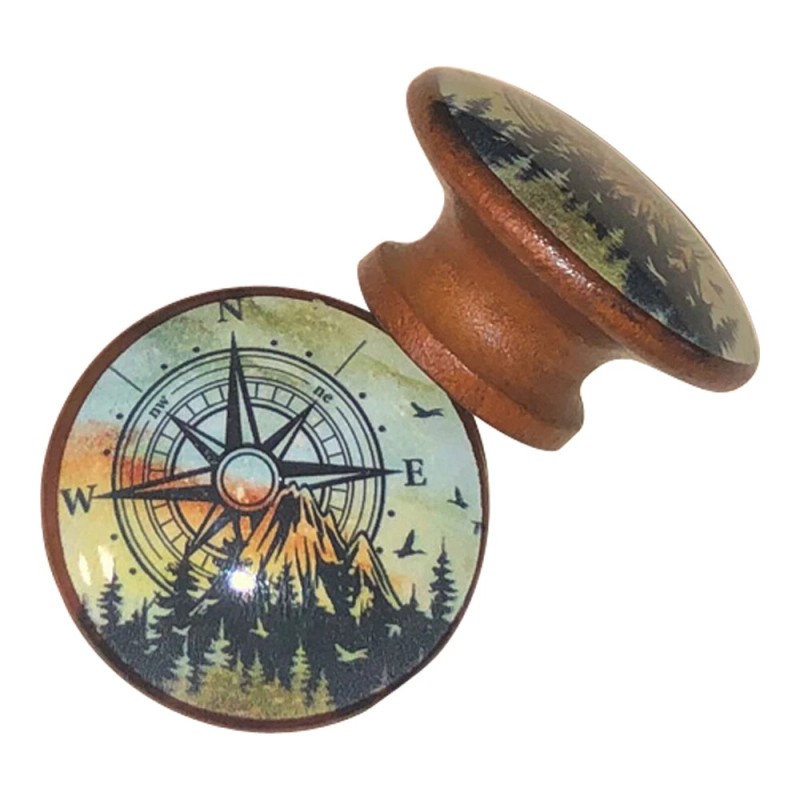Twisted R Design Set of 6 Mountain Compass Wood Cabinet