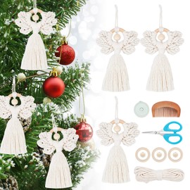 ORIGACH 3 Set DIY Macrame Angel Kits for Beginners Adults, Macrame Angel Ornament, Boho Macrame Angel Wall Hanging Decor, Handmade Fairy Decor for House Bedroom Living Room