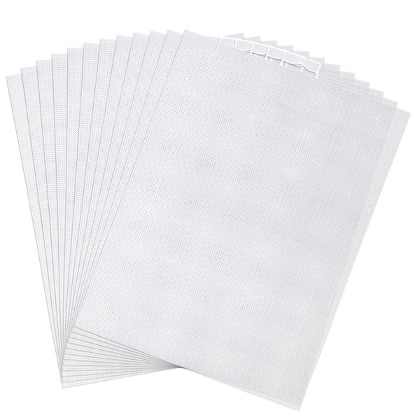 12pcs 14 Count Plastic Mesh Canvas Sheets, 11x8.2 Inch White