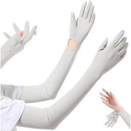 BOOMFLY Arm Cover, Women's, Sun Protection, UV Protection, Cold Feeling, Summer, Sleeve Cover, Fingertips, Long Gloves, Removable, Anti-Slip, Smartphone Operation, Cool, Bicycle, Golf, Fishing