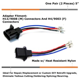 iJDMTOY H13/9008 to 9007/9004 or 9003/H4 Giboshi Terminal Polarity Adjustable Conversion Adapter Wiring Kit Compatible with Automtive Driving Light, Running/DRL, Fog Light, Retrofit, Off-Road Lighting