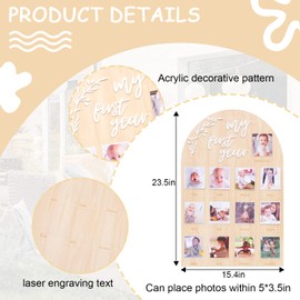 YOUAME My First Year Birthday Wooden Photo Board - First Year Milestone Photo Board，12 Months Baby Birthday Picture Frame