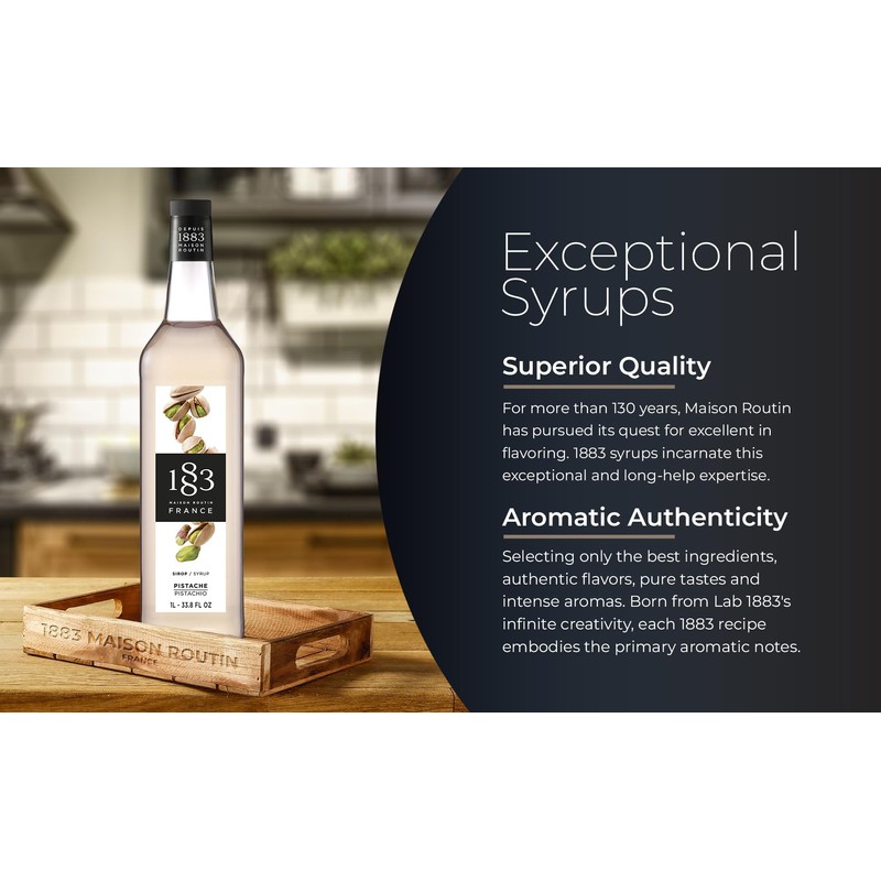 1883 Pistachio Syrup for Drinks, Made in France, 1 Liter