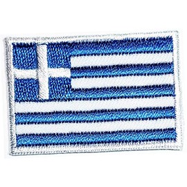 Mini Small Flag 1.2X1.7 Inch. Greece Greek Hellas Hellenic Flag Country Patch Embroidered Military Tactical Flag Patches Badge Repair Patches for Hats, Jackets, Shirts, Vests, Shoes, Jeans (09)