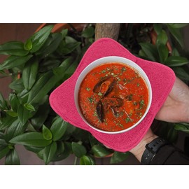 ULVEOL Set of 2 Pink Microwave Bowl Cloth Hot Pads Pot Holders Hot Pad Pot Holder Microwavable Bowl Cozies for Food, Ooma, Ramen Bowl Cozy or Soup Koozie, Good Kitchen Accessories, Gadgets