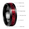 Corato 8mm Men's Black Celtic Dragon Tungsten Ring Inlaid with
