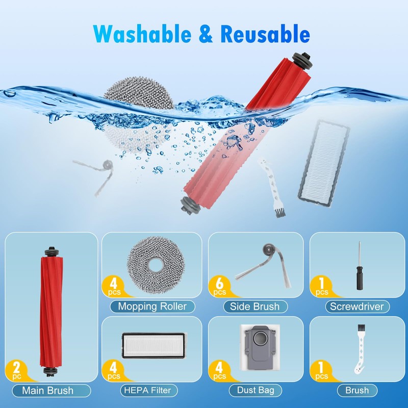 22 Pack Replacement Accessories Kit Compatible with Roborock QV 35A/QV