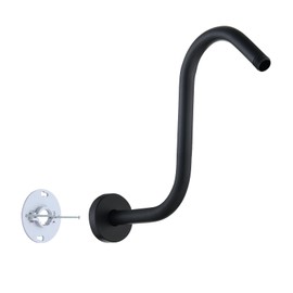 RAINREVIVE Shower Head Arm 10 Inch, S Shaped Shower Head Extender Arm with Flange High Rise Gooseneck Shower Head Pipe from Wall Matte Black