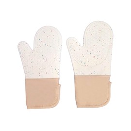 6-Piece Set Silicone Oven Mitts Cooking BBQ Gloves Non-Slip Heat Resistant Soft Cotton Lining Washable Baking Gloves Beige