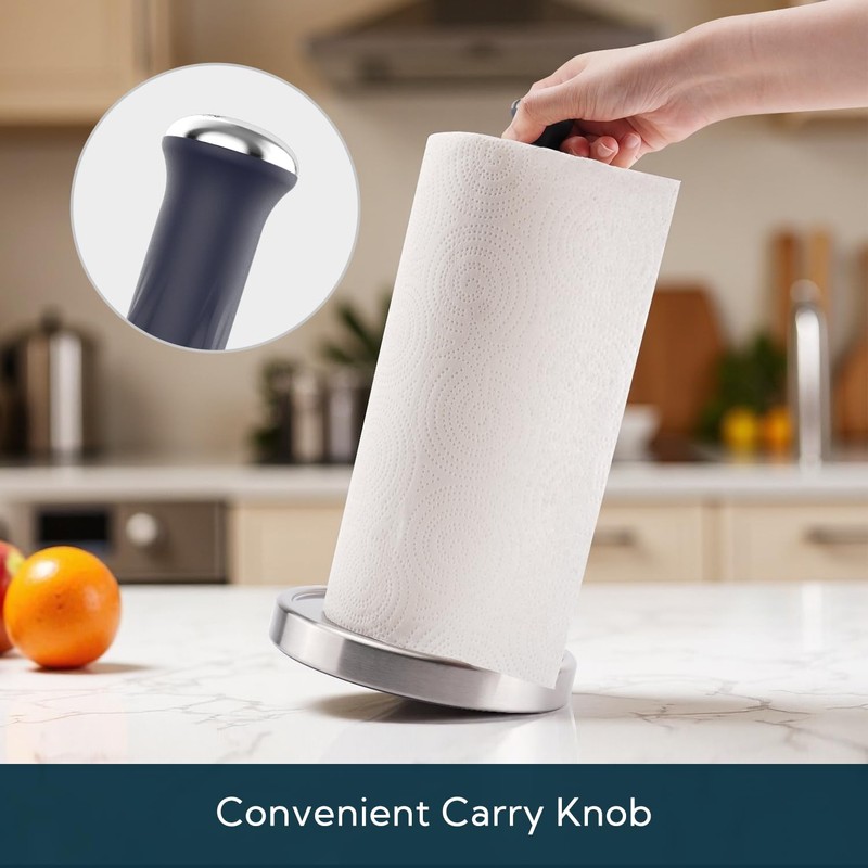 KITCHENDAO One-Handed Countertop Paper Towel Holder, Rotation Freestanding Kitchen Paper