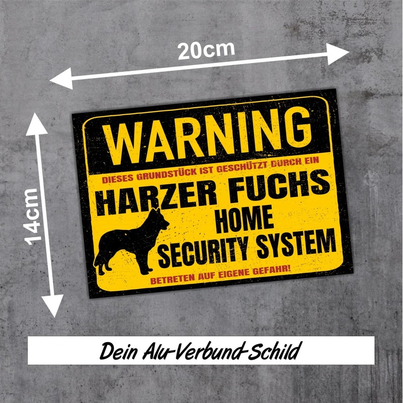 Harzer Fox Sign Warning Security System Door Sign Dog Sign