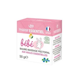 Pharm&#39;Essentiel Organic Breast Massage Balm for Babies 50 g with Organic Essential Oils 100% Natural Origin from 5 kg Soft Texture Dermatologically Tested