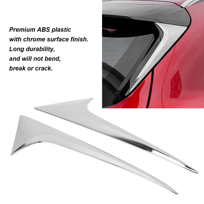 2Pcs/Set Rear Window Side Spoiler Wing Splitter Trim ABS Chrome