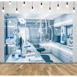 CORFOTO 7x5ft Modern High Tech Laboratory Backdrop Science Lab Backdrop Chemistry Laboratory Chemical Experiments Background Laboratory Theme Party Banner Photo Booth