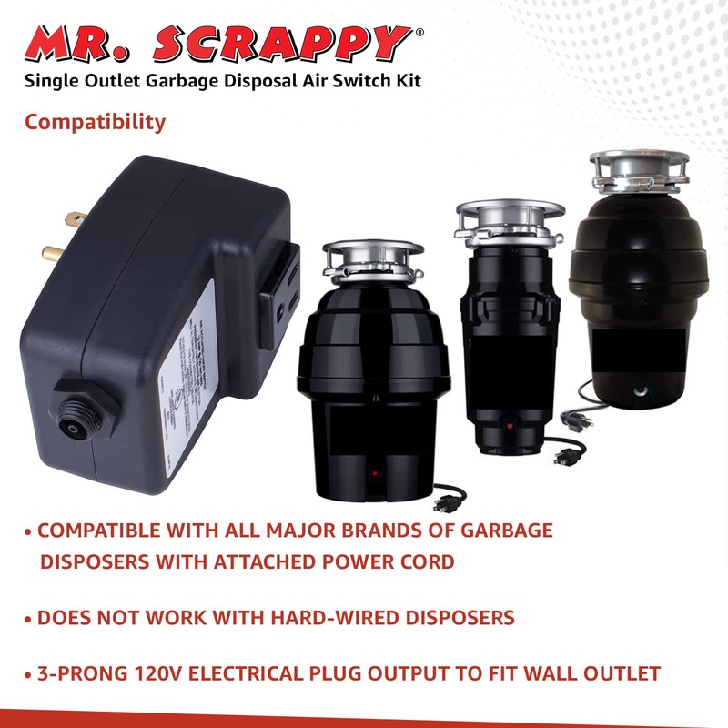 Mr. Scrappy 20-MSAS-65-WH Single Outlet Garbage Disposal Air Switch, Kitchen