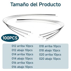 100 Piezas Arcos Niti para Ortodoncia, 10 Paquetes con 2 Bolsas de Cada Medida Arcos de Níquel Titanio, Archwire Dental Rectangular, Arcos de Ortodonc