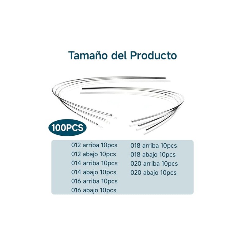 100 Piezas Arcos Niti para Ortodoncia, 10 Paquetes con 2