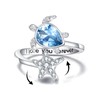 DAYLINLOVE Sea Turtle Ring for Women 925 Sterling Silver Rotating