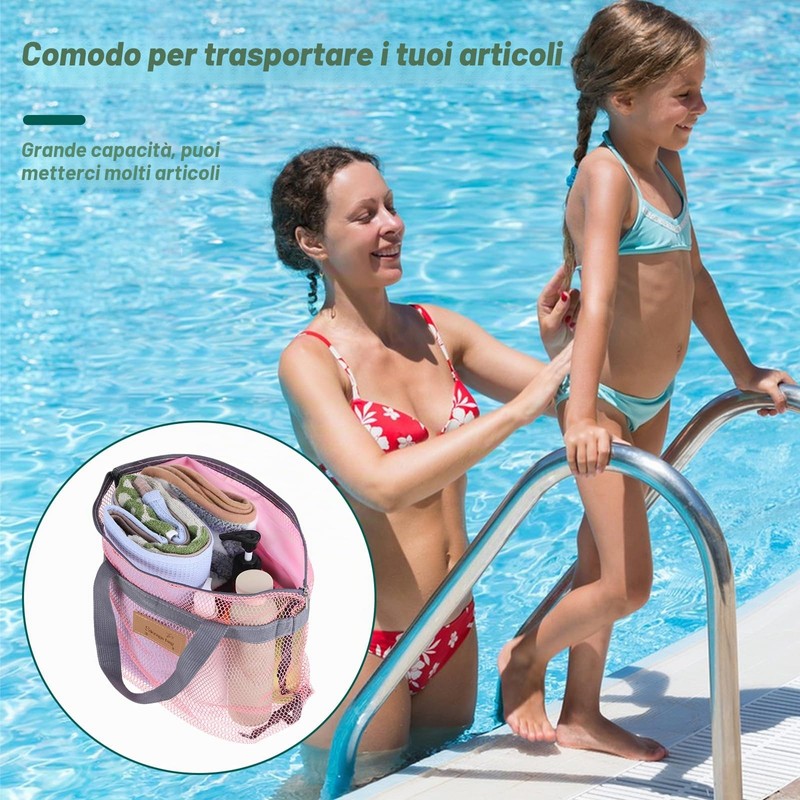 KALIONE Borsa portaoggetti da doccia in rete, portatile, da palestra,