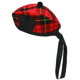 UMAM Glengarry Cap - Traditional Scottish Hat, 100% Wool, Acrylic Wool Tartan, Wool Kilts/Bagpipes Accessories Acrylic Wool, Polyester Cotton Ribbon (7 (56 UK), Fraser)