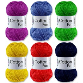 Gründl Cotton Fun Häkelgarn Schulgarn 100% Baumwolle SET 1 Bunt Mix 6 x 50 g. = 300 g.