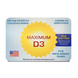 Maximum D3 13,000 IU, 5 Capsules Total (5-Week Supply) [Packaging May Vary]